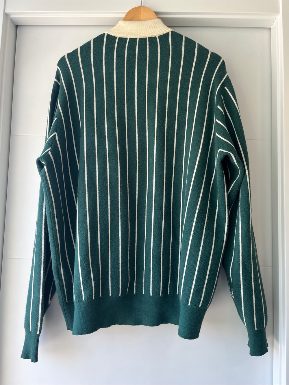 Kith Harmon Rugby Pullover Sweater Green and Cream - Picture 3 of 5